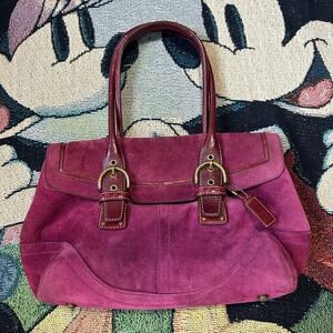 Vintage Y2K Coach Purple Suede Shoulder Bag